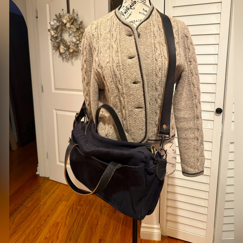 Joshu Vela Black Canvas Messenger Bag